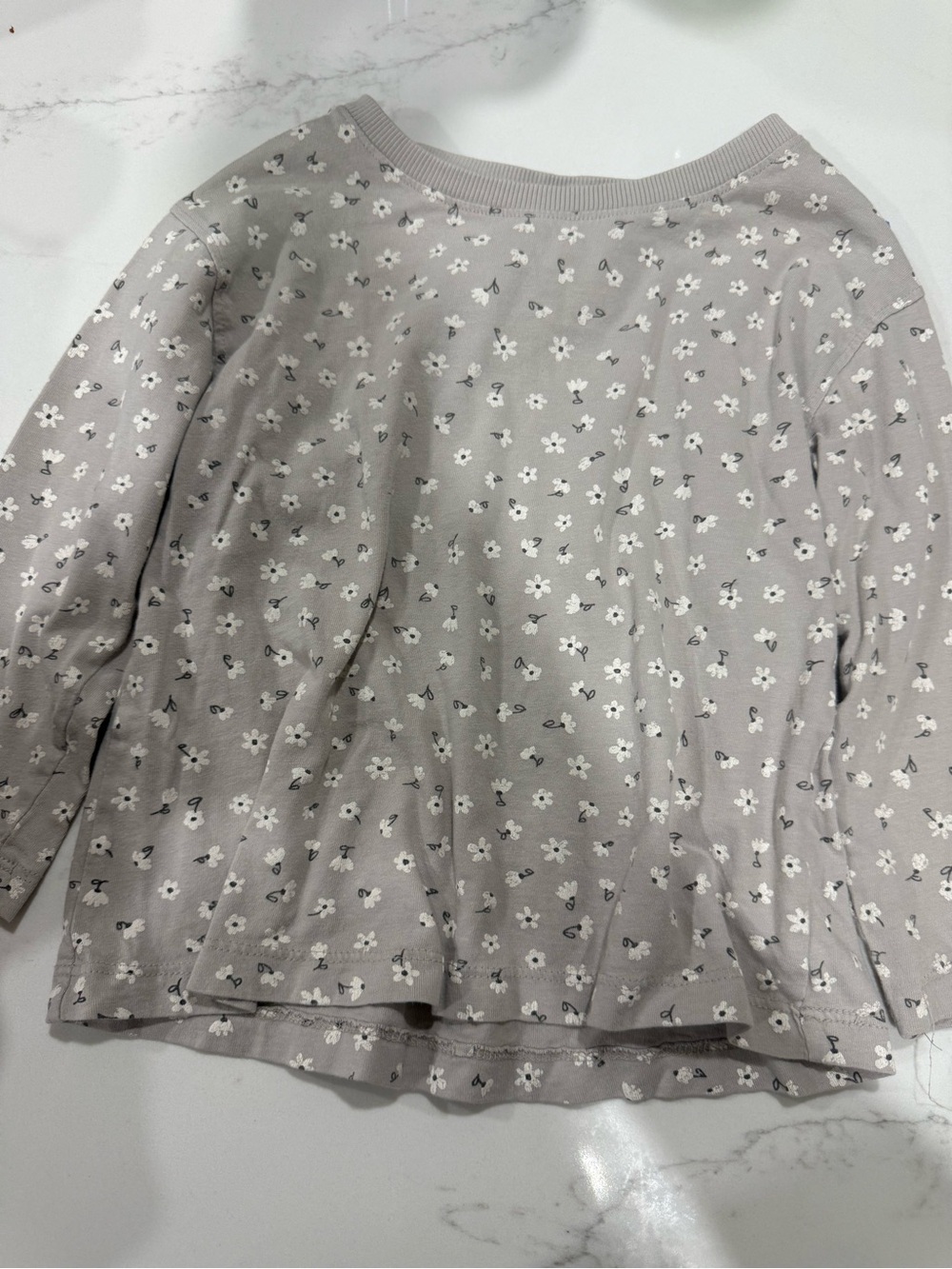 Zara Light Gray Floral Long-Sleeve Tee